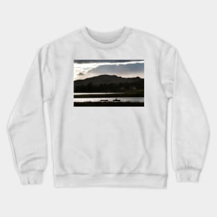 Towing the boat to a new winter Loch Long mooring, Scotland Crewneck Sweatshirt